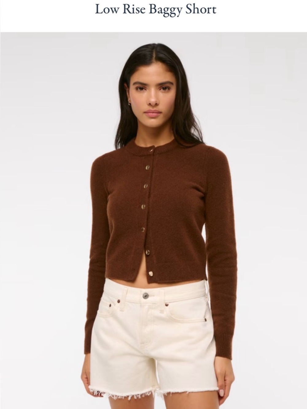 Abercrombie & Fitch Brown Cropped Button Cardigan